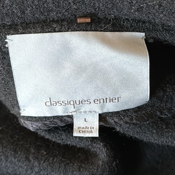 Classiques Entier 100% Merino Wool Black Pea Coat Jacket Size L - Picture 8 of 9